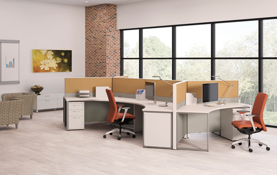 Open plan office workspace