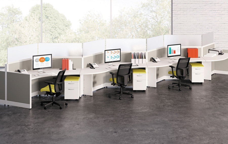 Modern curved workstation pods